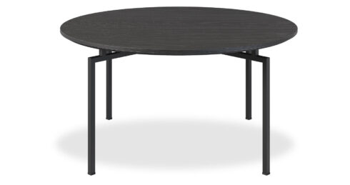 שולחן סלון מרלו קוטר 75 ס"מ פורניר אלון שחור רגל שחורה